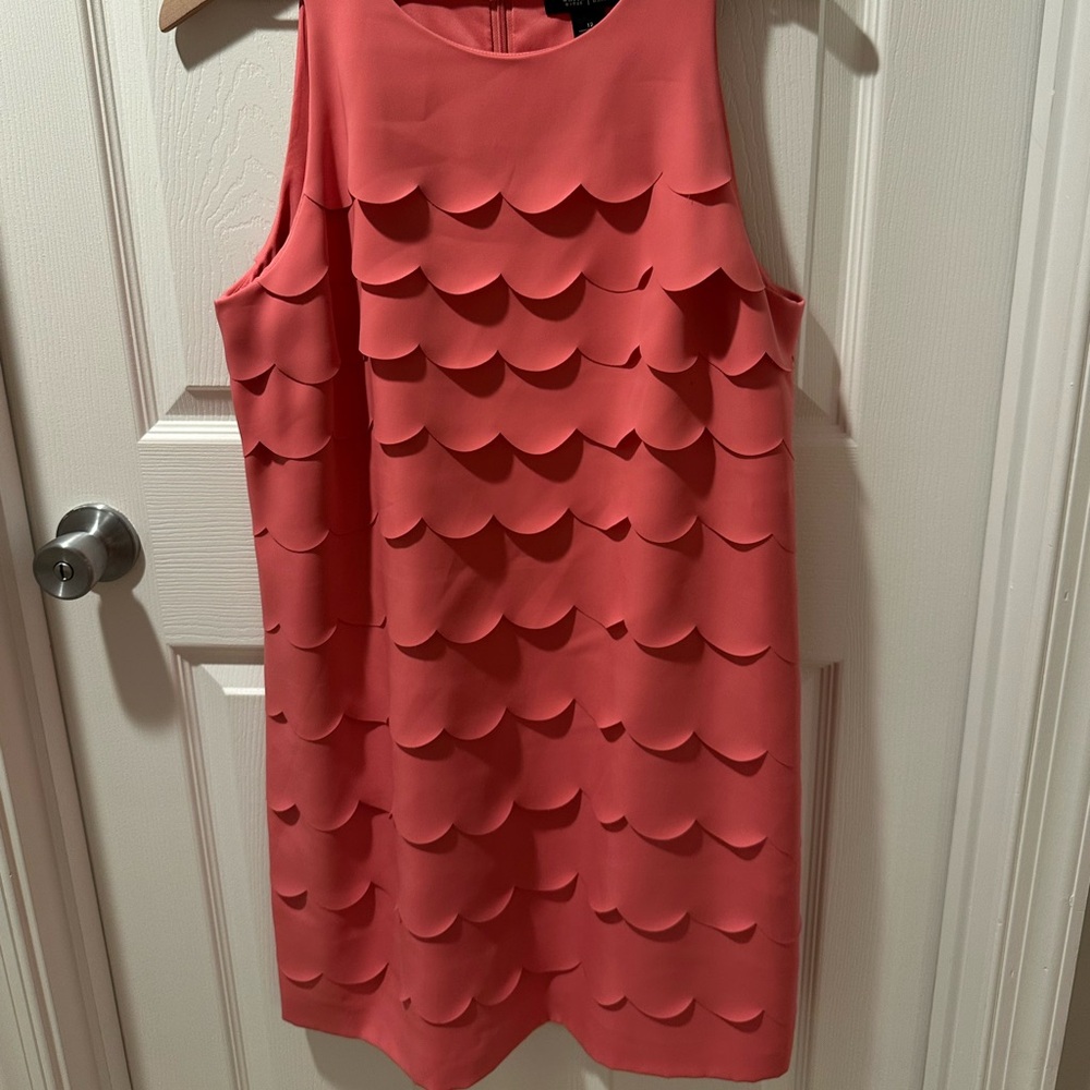 White House Black Market Scalloped
Tiered Sculpted Shift Coral Dress -Size 12